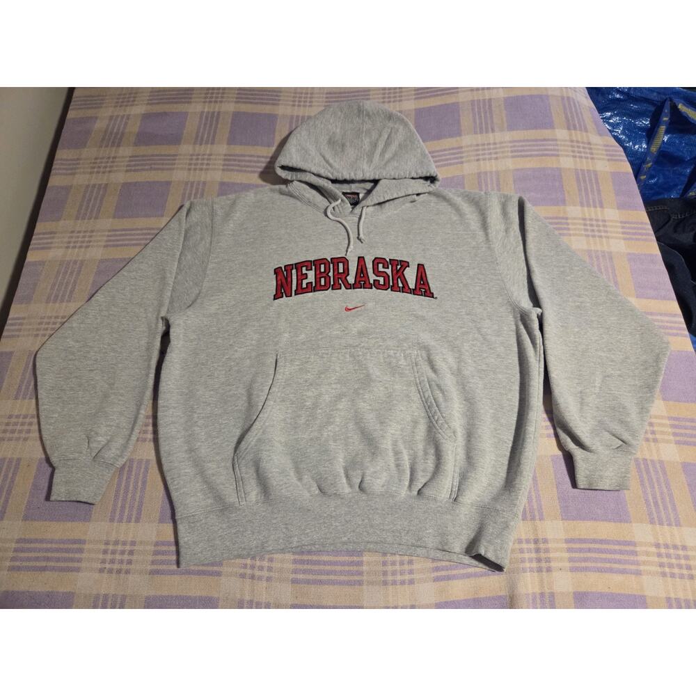 Nike Nebraska Cornhuskers Vintage Center Swoosh Gray Pullover Hoodie Mens Large